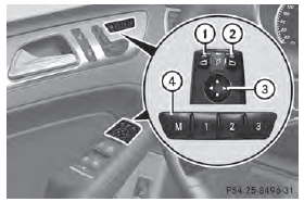 1 Button for the driver's side exterior mirror