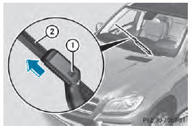 ■ Firmly press release knob 1 and pull wiper