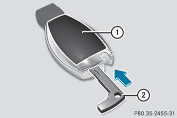 - Press mechanical key 2 into the opening