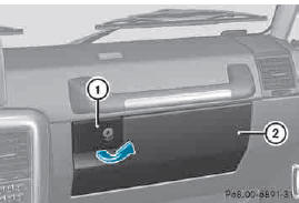 ► To open: pull handle 1 and open glove box
